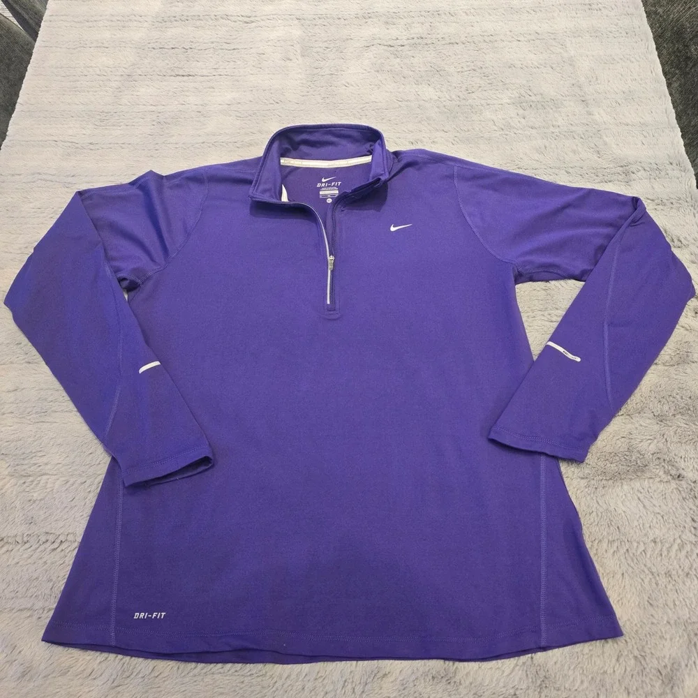 Nike Running Dri-FIT Purple Quarter Zip Pullover Mens XL Reflective Thumbholes
